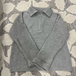 White Fox Don't Stop Me Now Zip-Up Gray Sweater